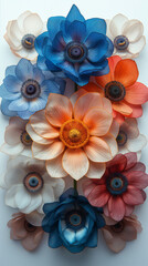 Surreal Floral Arrangement of Human Eyes in Vibrant Petal Colors