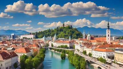 Fototapeta premium City Ljubljana Slovenia.generative.ai