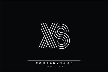 Creative XS lines letter logo design. A simplistic and elegant abstract logo design with linear patterns and initials, suitable for contemporary branding.