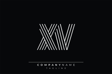 Creative XV lines letter logo design. A simplistic and elegant abstract logo design with linear patterns and initials, suitable for contemporary branding.