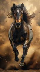 Majestic Stallion Charging Through the Dust Storm