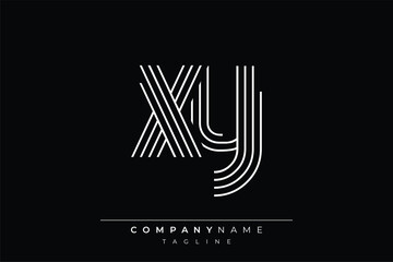 Creative XY lines letter logo design. A simplistic and elegant abstract logo design with linear patterns and initials, suitable for contemporary branding.