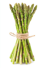 Bundle of asparagus on white