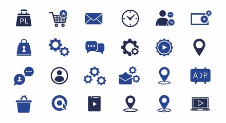 Blue Interface Icons Collection