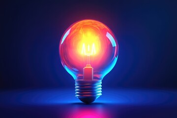 A Brilliant Idea Illuminated Glowing Light Bulb Radiating in a Deep Blue Ambiance