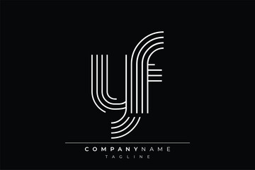 Creative YF lines letter logo design. A simplistic and elegant abstract logo design with linear patterns and initials, suitable for contemporary branding.