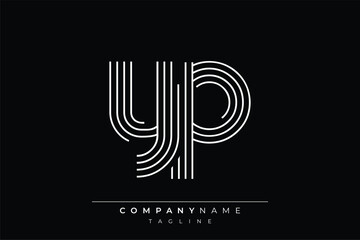 Creative YP lines letter logo design. A simplistic and elegant abstract logo design with linear patterns and initials, suitable for contemporary branding.