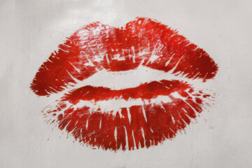 Fototapeta premium Sensual lip print over a white background