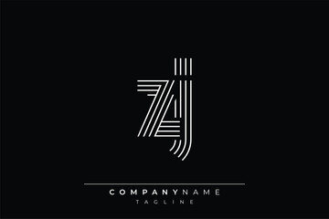 Creative ZJ lines letter logo design. A simplistic and elegant abstract logo design with linear patterns and initials, suitable for contemporary branding.