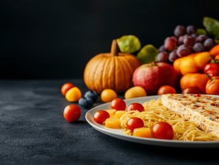 Plate of food featuring fruits and vegetables for a community gathering during a harvest feast sharing togetherness