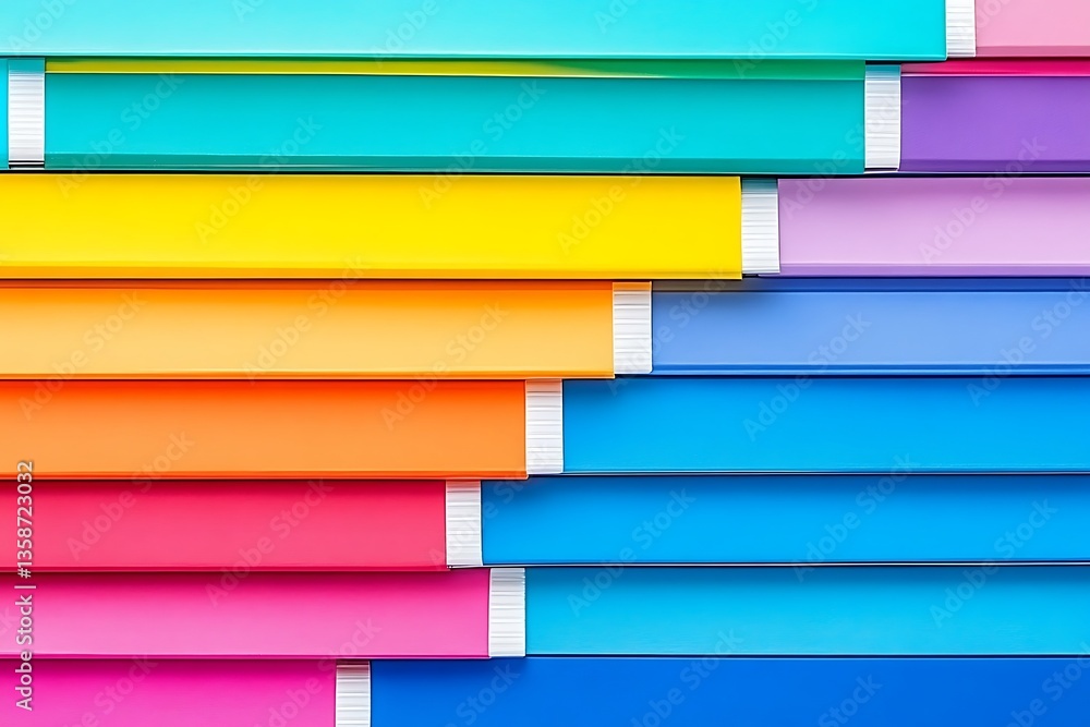 Poster abstract horizontal composition of vibrantly colored rectangular elements