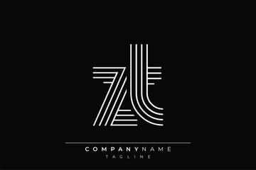 Creative ZT lines letter logo design. A simplistic and elegant abstract logo design with linear patterns and initials, suitable for contemporary branding.