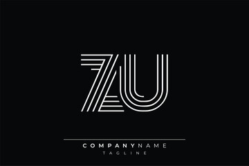 Creative ZU lines letter logo design. A simplistic and elegant abstract logo design with linear patterns and initials, suitable for contemporary branding.