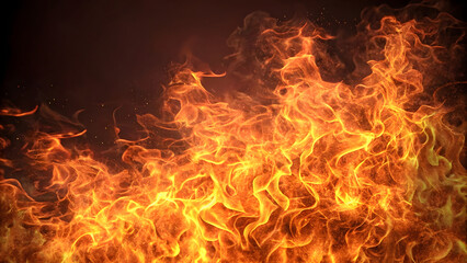 A fiery abstract of red and orange flames burns hot against the black, a dangerous inferno of light