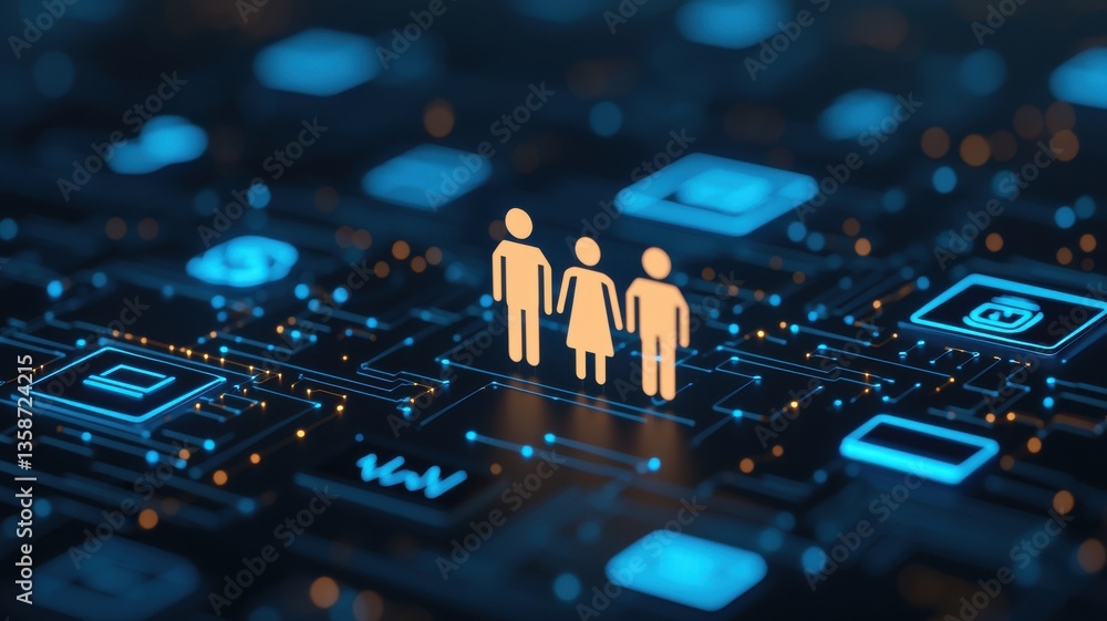 Poster digital interaction among people in a tech-driven environment visual representation of connectivity 