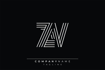 Creative ZV lines letter logo design. A simplistic and elegant abstract logo design with linear patterns and initials, suitable for contemporary branding.