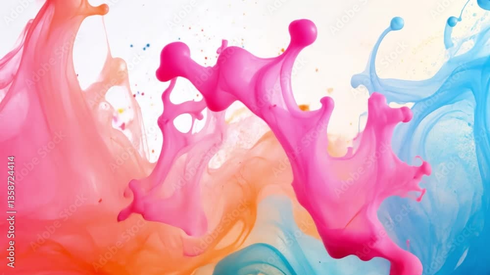 Poster dynamic symphony: fluid colors collide, intermingling to create an abstract masterpiece of vibrant h