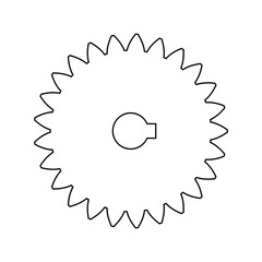 Gear shape icon for laser engraving. Vector outline sign. Engineering symbol
