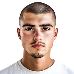 Obraz premium A Man with a Buzz Cut and Clean Shaven Look Isolated on Transparent Background