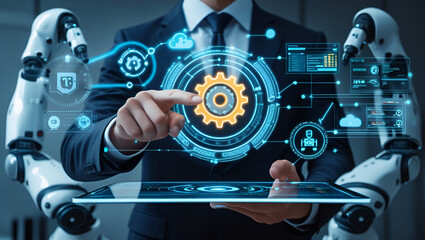 AI Generative Intelligence Analyzing Business Financial Data and Marketing Statistics with Graphs
