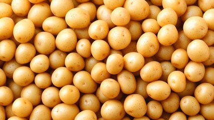 Fresh Organic Golden Potatoes Gathered Together on a Wooden Surface Ready for Culinary Use