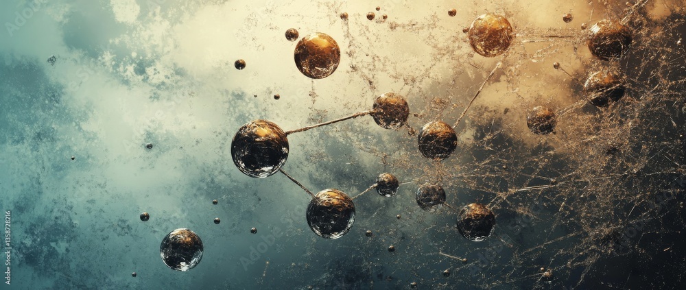 Poster bubbles burst in a colorful display showcasing water splashes and reflections of light in a fluid mo