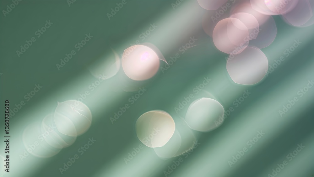 Poster soft light filters gently through the air, creating bokeh effects on a muted green backdrop during e