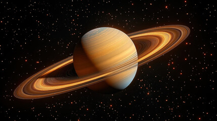 A stunning depiction of Saturn, complete with its iconic rings, set against a backdrop of a star-studded cosmos.