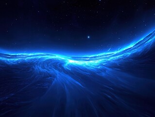Blue glowing curves in space