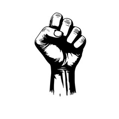 Freedom sign, hand fist outline