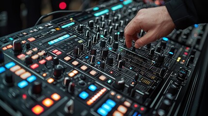 DJ controls sound mixing