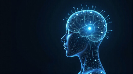 human head in blue