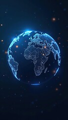 Stylized digital globe with network lines, abstract squares, global connectivity,  abstract,  network
