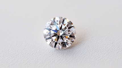 Sparkling Round Cut Diamond on White Background Displaying Brilliance