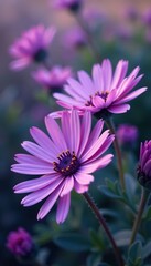 Purple aster flowers in full bloom with delicate petals and vibrant color,  blossom,  petals