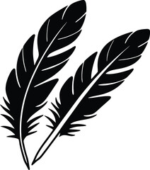 Fototapeta premium a black and white feather silhouette vector icon