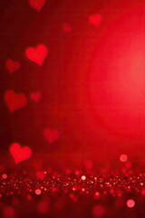 Red abstract shiny valentines day background with bokeh effect, festive glitter sparkles,  festive,  celebration
