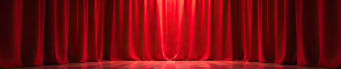 Red stage curtain with luxurious velvet texture and rich red color, perfect for backgrounds in theater, performances, events, and presentations,  background,  luxurious