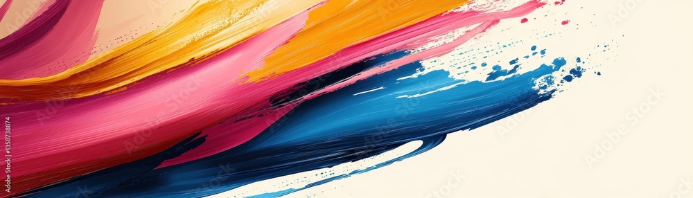 Poster abstract colorful brushstrokes on a cream background