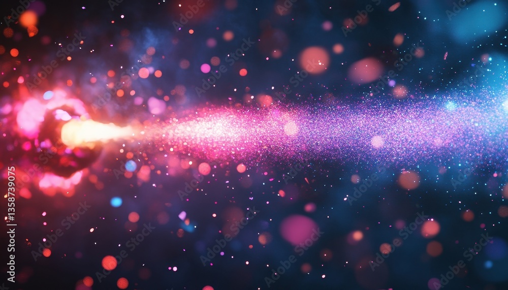 Poster Abstract Colorful Light Particles Streaming Across Dark Background