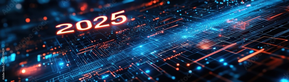 Poster Abstract Digital 2025 Glowing Lines Network Background