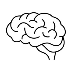 Brain Icon. Outline of a Brain on a White Background Emphasizing Cognitive Functions and Mental Processes