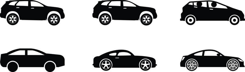 Simple Black Privet Car Icon Set Illustration for Transportation.