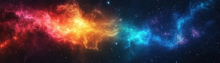 Fototapeta premium Cosmic Nebula with Vibrant Red, Blue, and Orange Hues