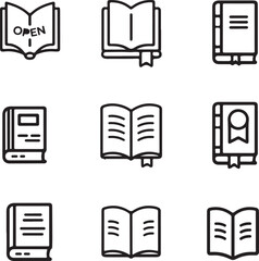 Books Icons - Vector Line. Editable Stroke.
