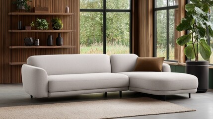 Modern Light Sofa in Cozy Living Room with Natural Light