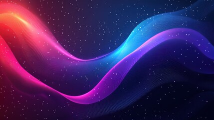 Obraz premium Abstract Colorful Waves, Night Sky Background, Digital Art, Website Design