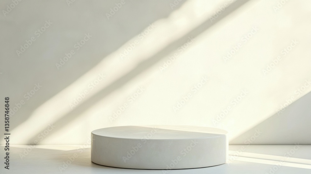 Poster empty podium or pedestal display on white background with cylinder stand concept. blank product shel