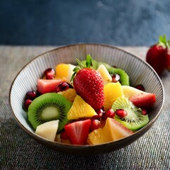 Fresh and Vibrant Tropical Fruit Salad in Sunlight