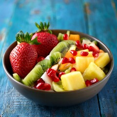 Fresh and Vibrant Tropical Fruit Salad in Sunlight
